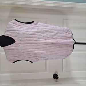 Lavane Oversized Cable Knit Cotton Vintage Baby Pink Sleeveless Sweater Vest